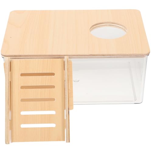 MOTHNUR Transparente Hamster Sandbadewanne aus Acryl mit Holzleiter Multifunktionaler Sandbad Toilettenbehälter für Kleine Nager Wie Hamster und Rennmäuse Leicht zu Reinigen Mittel von MOTHNUR