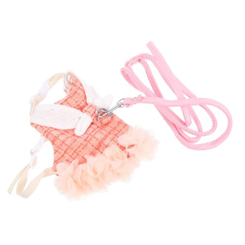 MOTHNUR Verstellbares Hasengeschirr mit Leine aus Baumwolle Modisches Kaninchengeschirr für Kleintiere Bequemes und Waschbares Zubehör für Kaninchen Draußen Süßes Bunny Walking Harness von MOTHNUR