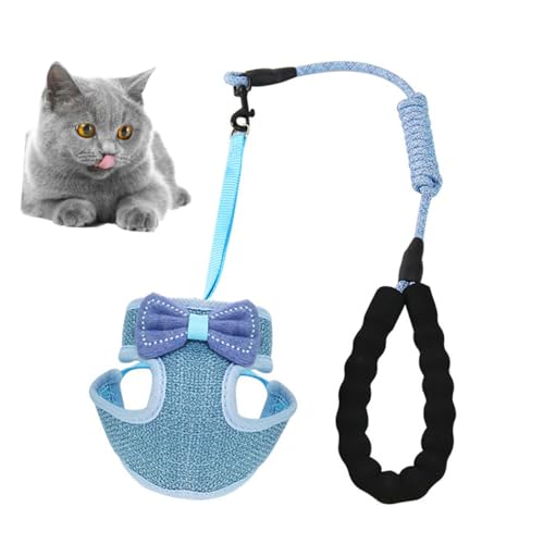 MOTHNUR Verstellbares Katzen Geschirr mit Schleifen Design Atmungsaktives Weste Geschirr Leichtes Langlebiges Brustgeschirr für Katzen Komfortabel und Sicher für Outdoor spaziergänge von MOTHNUR