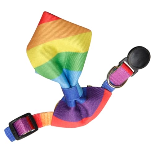 MOTHNUR Verstellbares Regenbogen Hundehalsband mit Fliege Leichtes Haustierhalsband für Kleine Hunde und Katzen Bequemes Modisches Zubehör für Alltag und Festtage von MOTHNUR