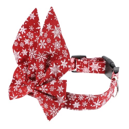 MOTHNUR Verstellbares Xmas Haustierhalsband mit Abnehmbarem Schleifendekor Hautfreundliches Katzen und Hundehalsband Atmungsaktiv und Bequem Geeignet für Kleine bis Mittelgroße Tiere von MOTHNUR