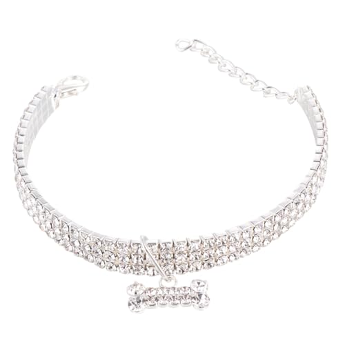 MOTHNUR Wasserfester Strass Hundehalsband Weiß mit Verstellbarem Verschluss Schimmerndes Schmuckstück für Kleine und Mittlere Hunde Modisches Haustierzubehör für Spaziergänge und Outdoor von MOTHNUR