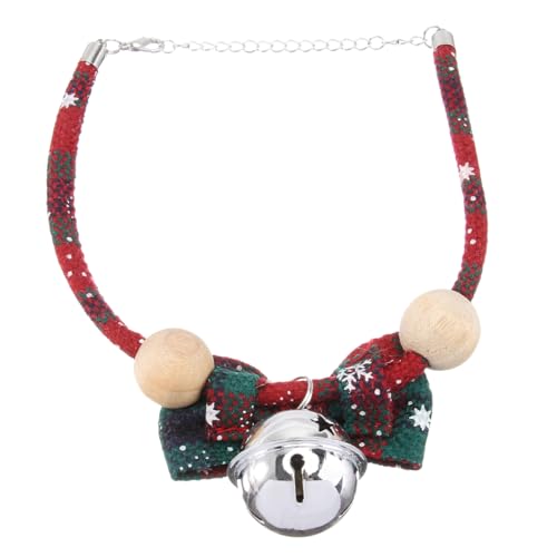 MOTHNUR Weihnachtliches Haustier mit Schleife und Glocke Komfortabel Verstellbar Sicherer Holzperlen duft Geeignet für Hunde und Stilvolles Accessoire für Festtage und Fotosessions von MOTHNUR