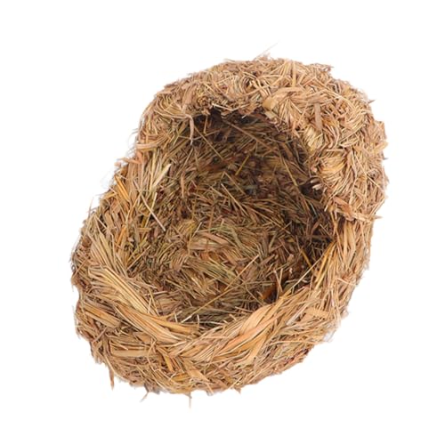 MOTHNUR Woven Nest Haustierbett aus Natürlichem Gras Handgewebt Langlebig und Sicher Dekoratives Katzenhaus und Kaninchenbett in Hellem Gelb Gemütliches Nest für Kleine Haustiere Wie von MOTHNUR
