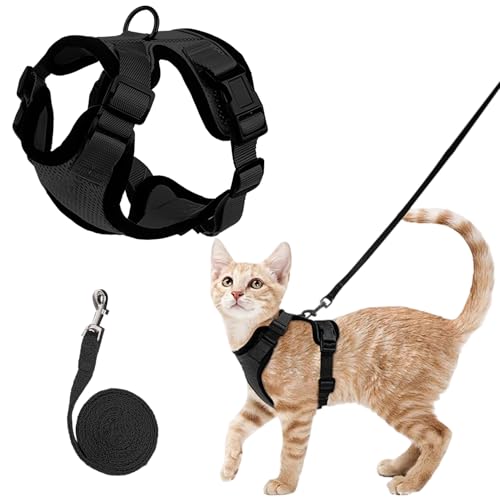 MOTIBACK Katzengeschirr mit Flucht-Sicherung und Reflektierenden Streifen, Verstellbares Katzengeschirr und Leine für Kleine Erwachsene Katzen und Kätzchen (S) von MOTIBACK