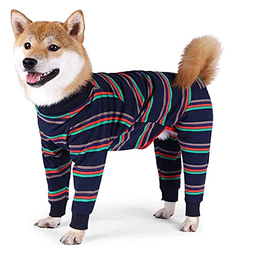 MOTOY Hunde-Overall aus weicher Baumwolle, Schlafanzug, Hundekleidung, Hunde-Pyjama, vollständig umgeben, hochelastisch, Vierbeiner-Hunde-Body Schlafanzug, verhindert Lecken von Kleidung von MOTOY