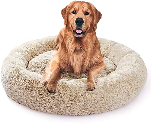 MOTT Donut-Plüsch-Hundebett, Winter-Hundekissen, rundes Polster, extra großes Hundebett, orthopädisches Anti-Angst-Haustierkissen, abnehmbar, waschbar, 80/90/100/110/120 cm von MOTT