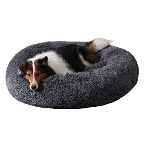 MOTT Donut-Plüsch-Hundebett, Winter-Hundekissen, rundes Polster, extra großes Hundebett, orthopädisches Anti-Angst-Haustierkissen, abnehmbar, waschbar, 80/90/100/110/120 cm von MOTT