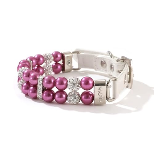 Halsband für Hunde,Hundehalsband mit Perle,Hunde-Katzen-Mode-PU-Leder-Perlenhalsband mit Bling-Strass-Diamant,Verstellbares Chihuahua-Hundehalsband für Hunde,Katzen,Violett (L,1.5x37cm) Halsband für Hunde,Hundehalsband mit Perle,Hunde-Katzen-Mode-PU-Leder-Perlenhalsband mit Bling-Strass-Diamant,Verstellbares Chihuahua-Hundehalsband für Hunde,Katzen,Violett (L,1.5x37cm) von MOTTDAM
