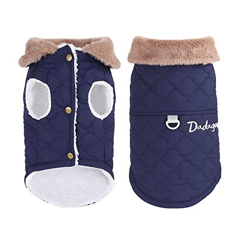 Hundemantel Winter,Hundemantel für Hunde,Wasserdichter Hundemantel,Warm Hunde Winterjacke,Weicher Fleece Hundemantel mit D-Ring, Hundewintermantel für Kleine,Mittlere und Große Hunde (M,Marineblau) von MOTTDAM