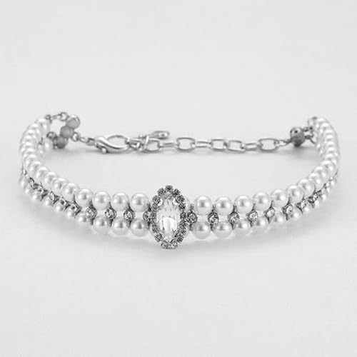 Mottdam Bling Strass Hund Schmuck Chihuahua Hundehalsband Leder Perle Haustier Halsband Halskette Kristall Weihnachten Dekor (Stil B S) von MOTTDAM