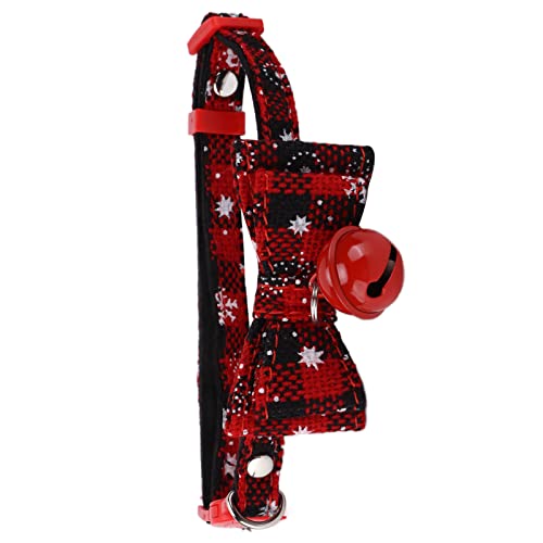 MOTUZP Hundehalsband mit Fliege, Weihnachtliches Klassisches Kariertes Hundehalsband, Weihnachtliches Kleines Hundehalsband-Befestigungsschieber-Fliegen, (Katzenhalsband: Schneeflocke von MOTUZP