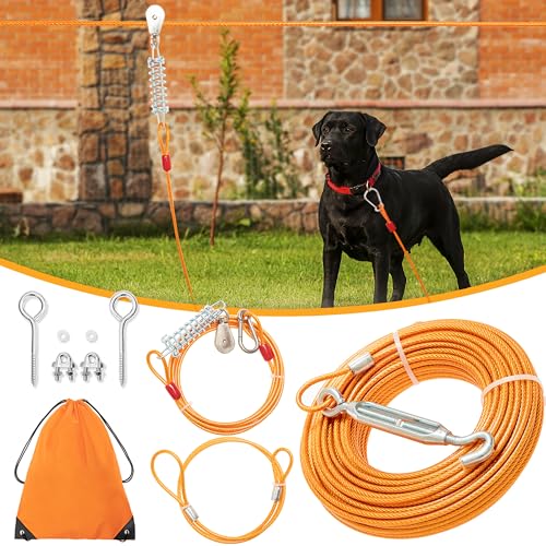 MOTZABO 30,4 m langes Hundeleinenkabel mit 3 m Laufleine für den Hof, robuste Haustier-Läuferleine für kleine, mittelgroße und große Hunde, Camping, Training, Wandern, Outdoor MOTZABO 30,4 m langes Hundeleinenkabel mit 3 m Laufleine für den Hof, robuste Haustier-Läuferleine für kleine, mittelgroße und große Hunde, Camping, Training, Wandern, Outdoor von MOTZABO