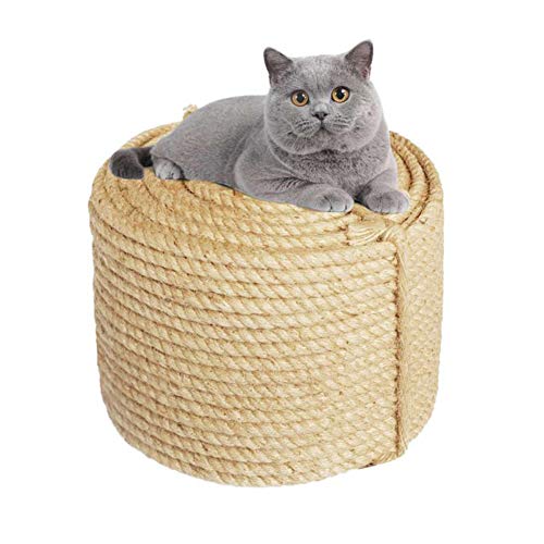 6mm Jute Seil zum Reparatur und Ersatz von Katze Kratzen Säule, Kratzbaum, Katze Kratzen Pad/Matte/Kicker Spielzeug, Rohr/Treppe/Reifen Verpackung, Zuhause Dekoration, 6mm*20m, Beige von MOUHIV