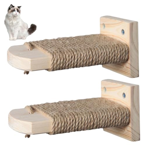 2 Stück Katzentreppen für die Wand, hölzerne Katzenwandregale mit Juteseilüberzug, platzsparende Kätzchenmöbel zum Springen, Spielen und Faulenzen, Katzentreppen für die Wand, Katz 2 Stück Katzentreppen für die Wand, hölzerne Katzenwandregale mit Juteseilüberzug, platzsparende Kätzchenmöbel zum Springen, Spielen und Faulenzen, Katzentreppen für die Wand, Katz von MOUNTTU