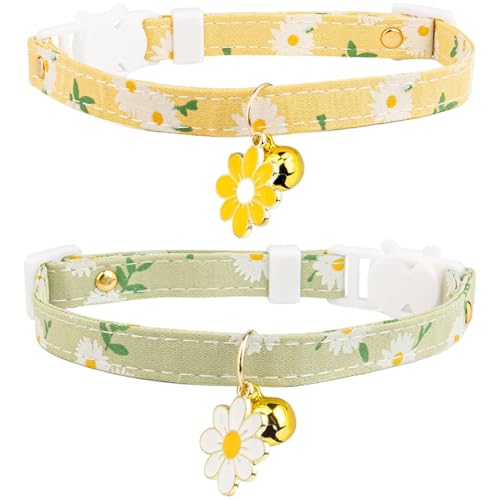 2-teiliges Katzenhalsband, verstellbares süßes Kätzchenhalsband mit Glöckchen & Sicherheitsschnalle & Blumendekor, geeignet für Mädchen und Jungen, M Katzenhalsband Breakaway Kätzchenhalsband mit 2-teiliges Katzenhalsband, verstellbares süßes Kätzchenhalsband mit Glöckchen & Sicherheitsschnalle & Blumendekor, geeignet für Mädchen und Jungen, M Katzenhalsband Breakaway Kätzchenhalsband mit von MOUNTTU
