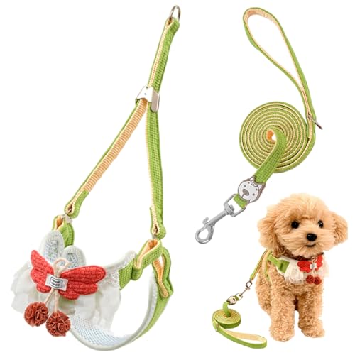 Hundegeschirr- und Leinen-Set, weich, atmungsaktiv, verstellbar, Spitzendesign, süßes Hundewestengeschirr für kleine Hunde und Katzen, geeignet für 3 bis 10 Pfund Hundegeschirr- und Leinen-Set, weich, atmungsaktiv, verstellbar, Spitzendesign, süßes Hundewestengeschirr für kleine Hunde und Katzen, geeignet für 3 bis 10 Pfund von MOUNTTU