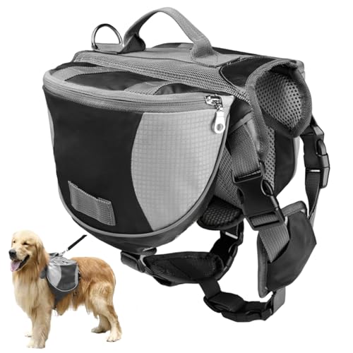 Hunderucksackgeschirr, atmungsaktiver tragbarer Rucksack für Hunde mit Griff und zwei Taschen, verstellbare Gewichtsweste zum Wandern, Camping, Reisen, 7, 5–18 kg für Hunde, gewichtete Hundeweste Hunderucksackgeschirr, atmungsaktiver tragbarer Rucksack für Hunde mit Griff und zwei Taschen, verstellbare Gewichtsweste zum Wandern, Camping, Reisen, 7, 5–18 kg für Hunde, gewichtete Hundeweste von MOUNTTU