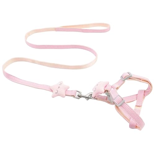 Kaninchengeschirr- und Leinen-Set, verstellbares, gemütliches Häschengeschirr und Leine mit süßem Stern für Kätzchen, Frettchen kleine Haustiere, S Häschen Kaninchen von MOUNTTU