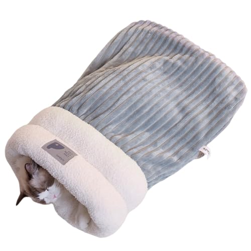 Katzenschlafsack, warmes Katzenbett mit Bezug, weicher, gemütlicher Hundeschlafsack, Haustierhöhlenbett für und Winter, 17, 7 x 21, 3 Zoll Höhlennest-Versteckdecke von MOUNTTU