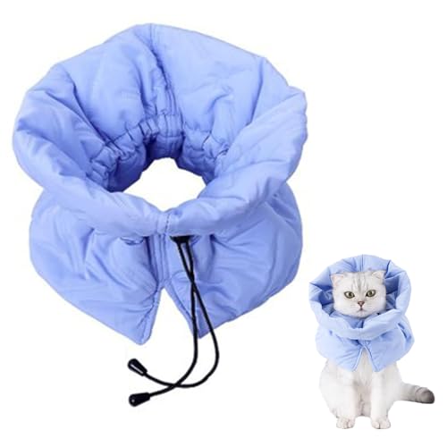 MOUNTTU Kegel für Katzen, einstellbare warme weiche Katzenkegel Anti-Kratzer-Stop-Stop-Licking Folding Cat Recovery Collar Wiederverwendbare Kätzchenkegel Blau M. von MOUNTTU