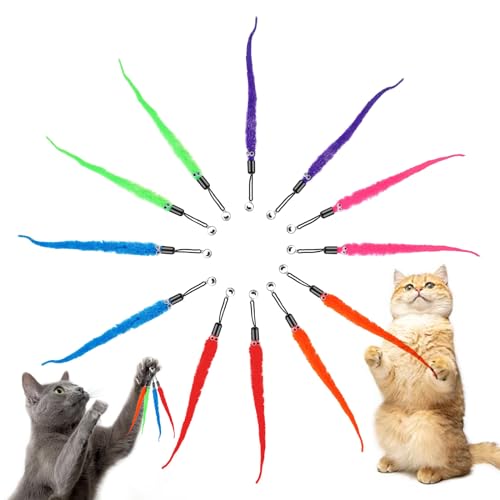 MOVKZACV 12 Stück Katzenspielzeug, Bunte Stoffbandstäbe Interaktives Katzenspielzeug, Katzenspielzeug für Innenräume, Katze Wand Spielzeug Ersatz Nachfüllung Katzenstab für Katzen, Kätzchen, Wurm MOVKZACV 12 Stück Katzenspielzeug, Bunte Stoffbandstäbe Interaktives Katzenspielzeug, Katzenspielzeug für Innenräume, Katze Wand Spielzeug Ersatz Nachfüllung Katzenstab für Katzen, Kätzchen, Wurm von MOVKZACV