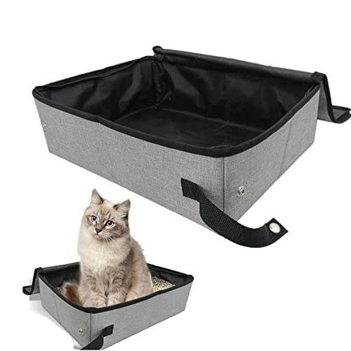 MOVKZACV Faltbare tragbare Katzentoilette mit Deckel und 1 Schaufel, einfaches Reisen mit Katzen und Kätzchen, wasserdicht, auslaufsicher, stabil, leicht, leicht zu reinigen von MOVKZACV