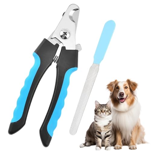 MOVKZACV Profi Krallenschere für Hunde und Katzen mit Nagelfeile, Edelstahl Krallenzange Hohe Qualität Schneider, Bester Hunde Nagelschneider für Kleine & Große Krallen, 6.3” Zoll von MOVKZACV