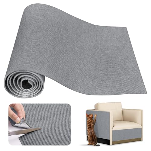 Kratzmatte Katze Selbstklebend, 200X40cm Trimmbare Kratzteppich Katze, Kratzschutz Sofa Katze, Katzen Kratzwand, DIY Krallen Katzenteppich (Hellgrau) von MOVYEE