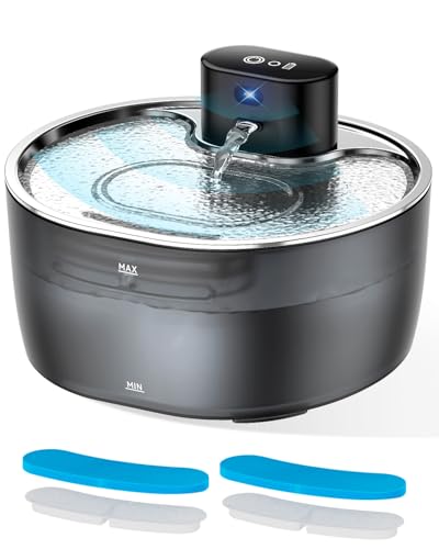 3.2L Trinkbrunnen für Katze Kabellos mit Bewegungsmelder, 5000mAh Akkukapazität, 2 Wassersprühmodi, Edelstahl Trinktablett, Aktivkohle-Tiefenfiltration, Leise Wasserbrunnen mit 2 Filter für Katzen 3.2L Trinkbrunnen für Katze Kabellos mit Bewegungsmelder, 5000mAh Akkukapazität, 2 Wassersprühmodi, Edelstahl Trinktablett, Aktivkohle-Tiefenfiltration, Leise Wasserbrunnen mit 2 Filter für Katzen von MOXTOYU