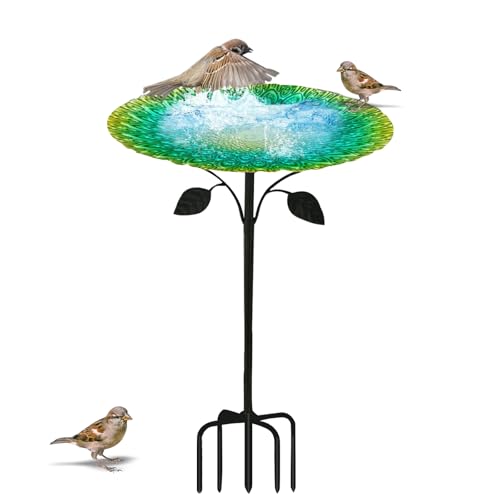 Vogeltränke Vogelbad für Garten Vogeltränke Stehend 83cm mit 5 Zackiger Sockel, Metall Vogelbecken Schüssel Wassertränke im Freien, Futter Schale Stehend für Vögel Vogeltränke Vogelbad für Garten Vogeltränke Stehend 83cm mit 5 Zackiger Sockel, Metall Vogelbecken Schüssel Wassertränke im Freien, Futter Schale Stehend für Vögel von MOZMY