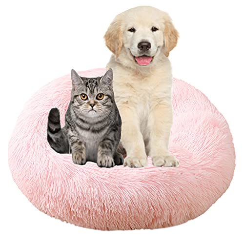 MOZTBH Hundebett, Rundes Haustierbett Plüsch Waschbares Abnehmbar Katzenbett Hundehaus Warme Weiche Doughnut-Form Hund Bett-Light Coffee||Ø 50cm/20in von MOZTBH