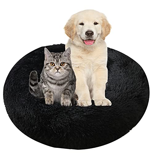 MOZTBH Hundebett, Rundes Haustierbett Plüsch Waschbares Abnehmbar Katzenbett Hundehaus Warme Weiche Doughnut-Form Hund Bett-Light Coffee||Ø 50cm/20in von MOZTBH