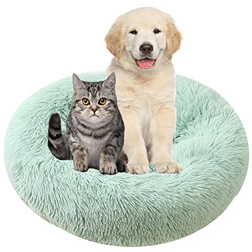 MOZTBH Hundebett, Rundes Haustierbett Plüsch Waschbares Abnehmbar Katzenbett Hundehaus Warme Weiche Doughnut-Form Hund Bett-Light Coffee||Ø 50cm/20in von MOZTBH