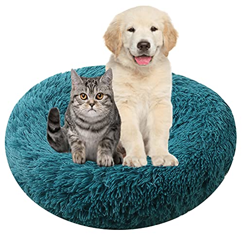 MOZTBH Hundebett, Rundes Haustierbett Plüsch Waschbares Abnehmbar Katzenbett Hundehaus Warme Weiche Doughnut-Form Hund Bett-Light Coffee||Ø 50cm/20in von MOZTBH