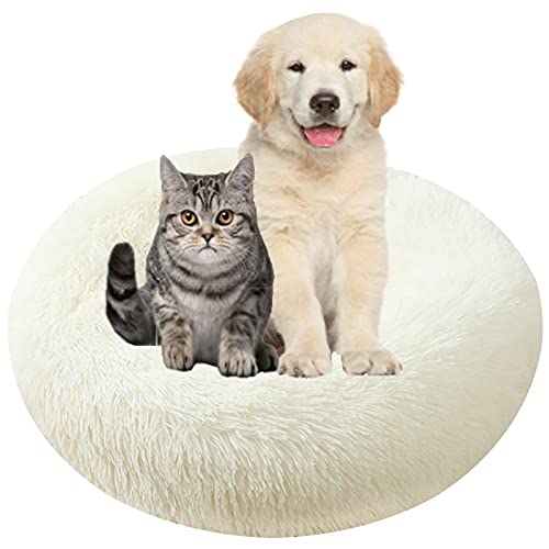 MOZTBH Hundebett, Rundes Haustierbett Plüsch Waschbares Abnehmbar Katzenbett Hundehaus Warme Weiche Doughnut-Form Hund Bett-Light Coffee||Ø 50cm/20in von MOZTBH