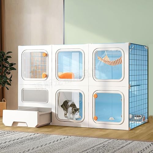 FZZIBQYR Katzenkäfig für den Innenbereich mit Katzentoilette, Katzengehege, DIY-Kätzchenkäfig, abnehmbares Katzenhaus, Katzenzucht mit Hängematte, Kleintierkäfige für kleine Haustierkatzenwe FZZIBQYR Katzenkäfig für den Innenbereich mit Katzentoilette, Katzengehege, DIY-Kätzchenkäfig, abnehmbares Katzenhaus, Katzenzucht mit Hängematte, Kleintierkäfige für kleine Haustierkatzenwe von MPFYRCOJ