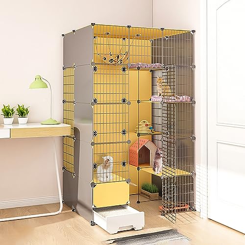 Große Katzenkäfige für den Innenbereich mit Katzentoilette, DIY-Katzenhaus, Laufstall, Katzengehege, Kätzchengehege, abnehmbarer Katzenzwinger aus Metalldraht, großer Auslauf, ideal f Große Katzenkäfige für den Innenbereich mit Katzentoilette, DIY-Katzenhaus, Laufstall, Katzengehege, Kätzchengehege, abnehmbarer Katzenzwinger aus Metalldraht, großer Auslauf, ideal f von MPFYRCOJ