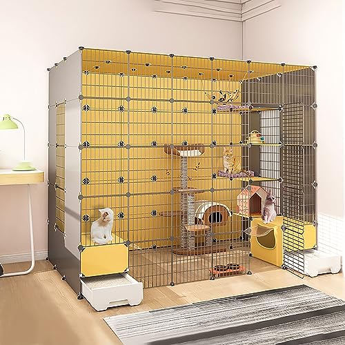 Große Katzenkäfige für den Innenbereich mit Katzentoilette, DIY-Katzenhaus, Laufstall, Katzengehege, Kätzchengehege, abnehmbarer Katzenzwinger aus Metalldraht, großer Auslauf, ideal f Große Katzenkäfige für den Innenbereich mit Katzentoilette, DIY-Katzenhaus, Laufstall, Katzengehege, Kätzchengehege, abnehmbarer Katzenzwinger aus Metalldraht, großer Auslauf, ideal f von MPFYRCOJ