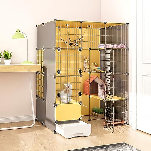 Große Katzenkäfige für den Innenbereich mit Katzentoilette, DIY-Katzenhaus, Laufstall, Katzengehege, Kätzchengehege, abnehmbarer Katzenzwinger aus Metalldraht, großer Auslauf, ideal f Große Katzenkäfige für den Innenbereich mit Katzentoilette, DIY-Katzenhaus, Laufstall, Katzengehege, Kätzchengehege, abnehmbarer Katzenzwinger aus Metalldraht, großer Auslauf, ideal f von MPFYRCOJ