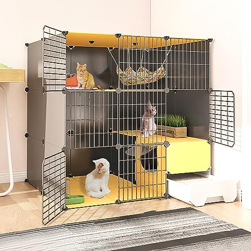 Große Katzenkäfige für den Innenbereich mit Katzentoilette, DIY-Katzenhaus, Laufstall, Katzengehege, Kätzchengehege, abnehmbarer Katzenzwinger aus Metalldraht, großer Auslauf, ideal für Katz Große Katzenkäfige für den Innenbereich mit Katzentoilette, DIY-Katzenhaus, Laufstall, Katzengehege, Kätzchengehege, abnehmbarer Katzenzwinger aus Metalldraht, großer Auslauf, ideal für Katz von MPFYRCOJ