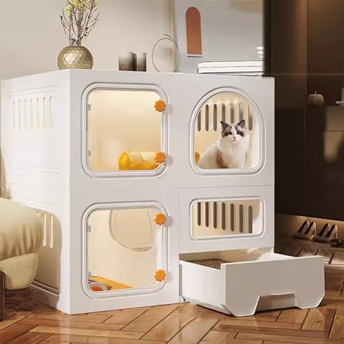 Katzengehege mit Katzentoilette, Katzenkäfig, Katzenkäfig für den Innenbereich, geschlossenes Katzengehege mit mehreren Funktionen, idealer Übungsbereich für Katzen, leicht aufzubauende Katz Katzengehege mit Katzentoilette, Katzenkäfig, Katzenkäfig für den Innenbereich, geschlossenes Katzengehege mit mehreren Funktionen, idealer Übungsbereich für Katzen, leicht aufzubauende Katz von MPFYRCOJ