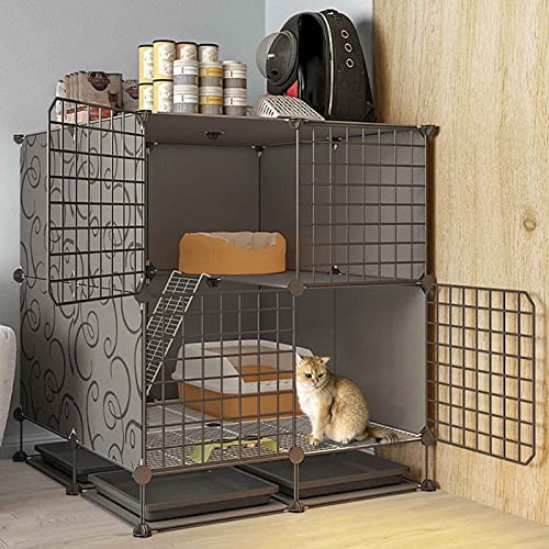 Katzenhäuser in Heimtierbedarf mit Tablett, Katzenkäfige für drinnen und draußen, groß, Metall-Katzenkäfige, Schwarz/Einfarbig/75 * 72 * 82 cm Katzenhäuser in Heimtierbedarf mit Tablett, Katzenkäfige für drinnen und draußen, groß, Metall-Katzenkäfige, Schwarz/Einfarbig/75 * 72 * 82 cm von MPFYRCOJ