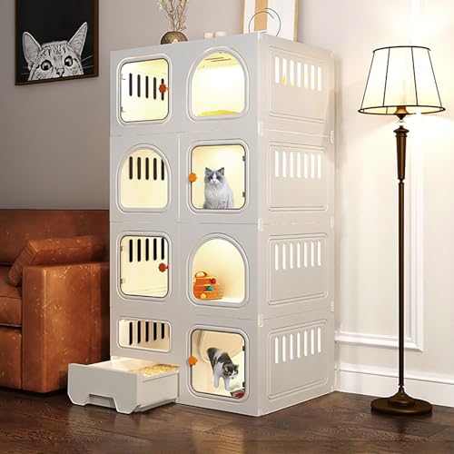 Katzenkäfig, DIY-Katzengehege, Katzenhaus, Laufstall für Katzen, Katzenkäfig für den Innenbereich mit Katzentoilette, leicht zusammenzubauende Katzenpension, großer Übungsbereich, ideal für Katzenkäfig, DIY-Katzengehege, Katzenhaus, Laufstall für Katzen, Katzenkäfig für den Innenbereich mit Katzentoilette, leicht zusammenzubauende Katzenpension, großer Übungsbereich, ideal für von MPFYRCOJ