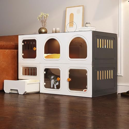 Katzenkäfig, DIY-Katzengehege, Katzenhaus, Laufstall für Katzen, Katzenkäfig für den Innenbereich mit Katzentoilette, leicht zusammenzubauende Katzenpension, großer Übungsbereich, ideal für Katzenkäfig, DIY-Katzengehege, Katzenhaus, Laufstall für Katzen, Katzenkäfig für den Innenbereich mit Katzentoilette, leicht zusammenzubauende Katzenpension, großer Übungsbereich, ideal für von MPFYRCOJ