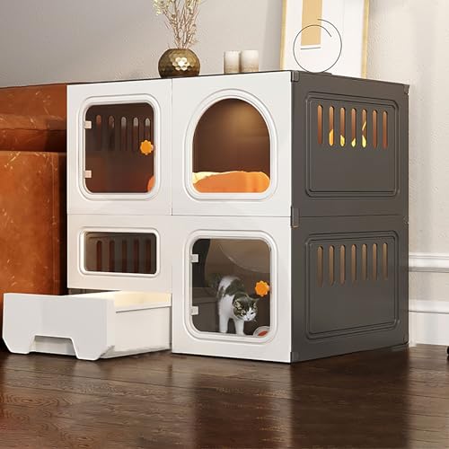 Katzenkäfig, DIY-Katzengehege, Katzenhaus, Laufstall für Katzen, Katzenkäfig für den Innenbereich mit Katzentoilette, leicht zusammenzubauende Katzenpension, großer Übungsbereich, ideal für Katzenkäfig, DIY-Katzengehege, Katzenhaus, Laufstall für Katzen, Katzenkäfig für den Innenbereich mit Katzentoilette, leicht zusammenzubauende Katzenpension, großer Übungsbereich, ideal für von MPFYRCOJ
