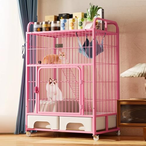 Katzenkäfig, Katzengehege aus Metall, robuster Katzenkäfig-Laufstall mit Rädern, großer Katzenkäfig, Katzenkäfig mit Katzentoilette, für Katzenfrettchen, Chinchillas, leicht zu montierende K Katzenkäfig, Katzengehege aus Metall, robuster Katzenkäfig-Laufstall mit Rädern, großer Katzenkäfig, Katzenkäfig mit Katzentoilette, für Katzenfrettchen, Chinchillas, leicht zu montierende K von MPFYRCOJ