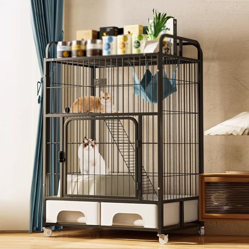 Katzenkäfig, Katzengehege aus Metall, robuster Katzenkäfig-Laufstall mit Rädern, großer Katzenkäfig, Katzenkäfig mit Katzentoilette, für Katzenfrettchen, Chinchillas, leicht zu montierende K Katzenkäfig, Katzengehege aus Metall, robuster Katzenkäfig-Laufstall mit Rädern, großer Katzenkäfig, Katzenkäfig mit Katzentoilette, für Katzenfrettchen, Chinchillas, leicht zu montierende K von MPFYRCOJ