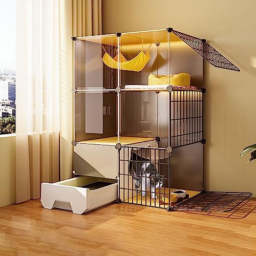 Katzenkäfig, Katzenkäfig mit Katzentoilette, Katzenkäfig für Haustierwelpen, Frettchen, Igel, einfach zusammenzubauende Katzenpension, wasserdicht (mehrere Katzenkäfig, Katzenkäfig mit Katzentoilette, Katzenkäfig für Haustierwelpen, Frettchen, Igel, einfach zusammenzubauende Katzenpension, wasserdicht (mehrere von MPFYRCOJ