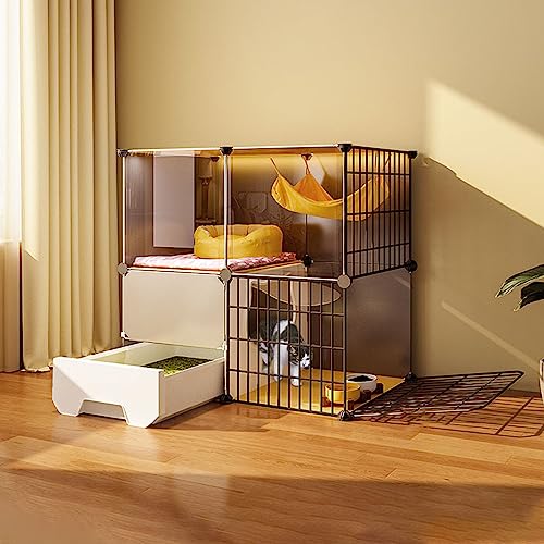Katzenkäfig, Katzenkäfig mit Katzentoilette, Katzenkäfig für Haustierwelpen, Frettchen, Igel, einfach zusammenzubauende Katzenpension, wasserdicht (mehrere Katzenkäfig, Katzenkäfig mit Katzentoilette, Katzenkäfig für Haustierwelpen, Frettchen, Igel, einfach zusammenzubauende Katzenpension, wasserdicht (mehrere von MPFYRCOJ